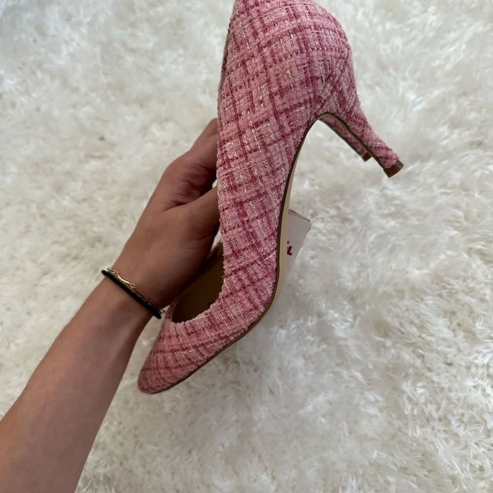 Charles David Pink Tweed Heels - Picture 7 of 11